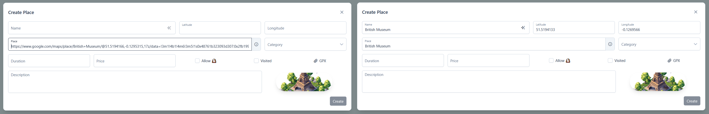 Parse Google Maps place link