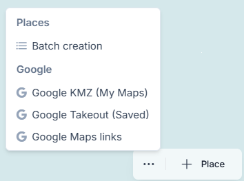 Place import options
