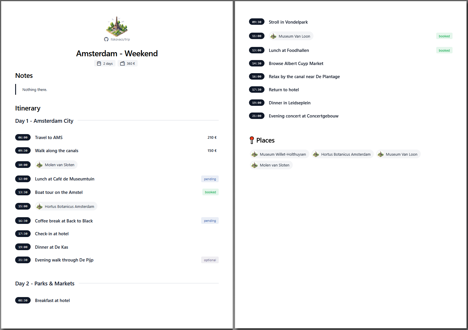 Pretty print output example