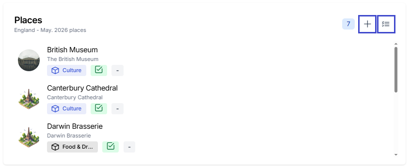 Trip - Manage or Create Places